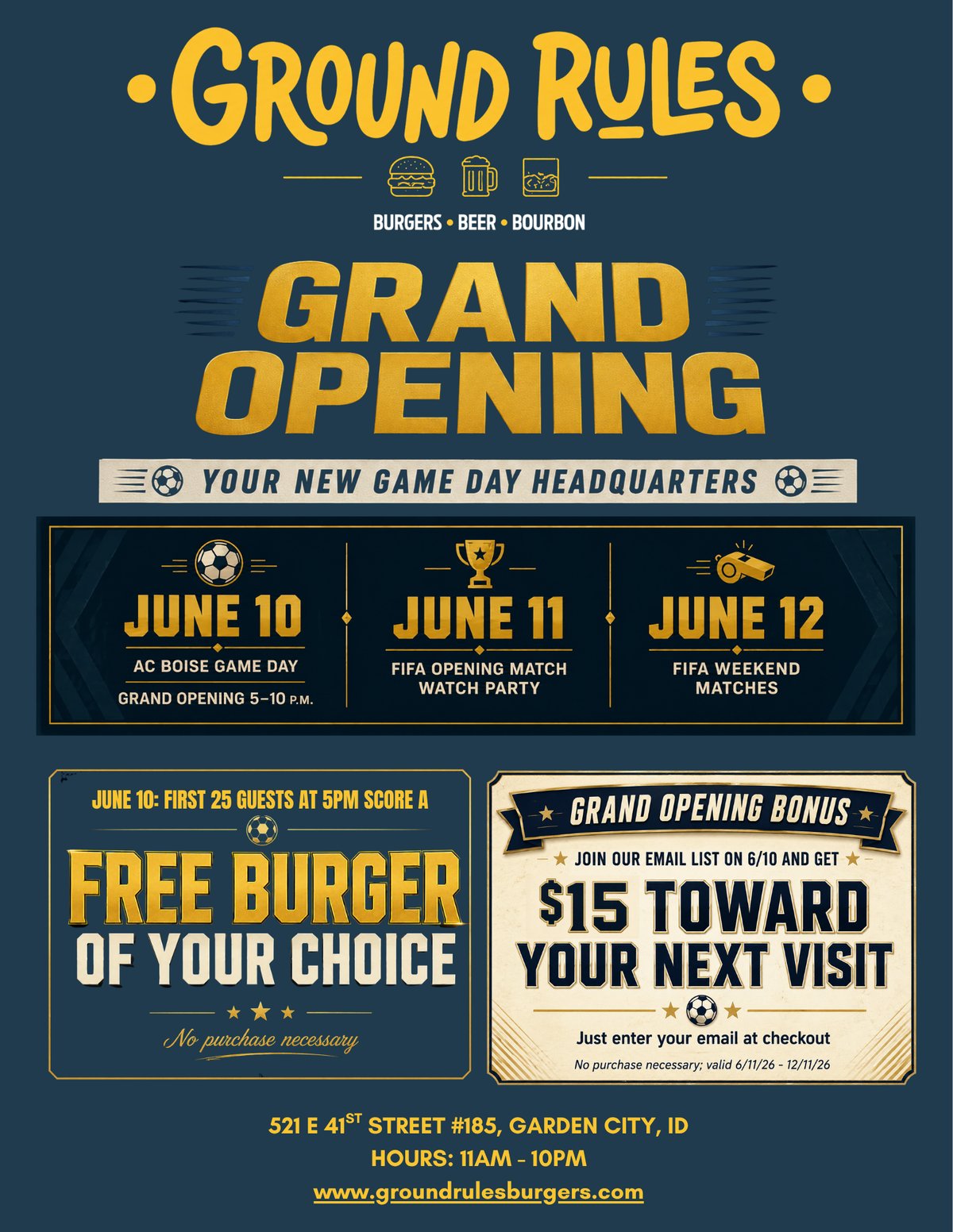 Ground Rules Grand Opening — June 10–12, Garden City